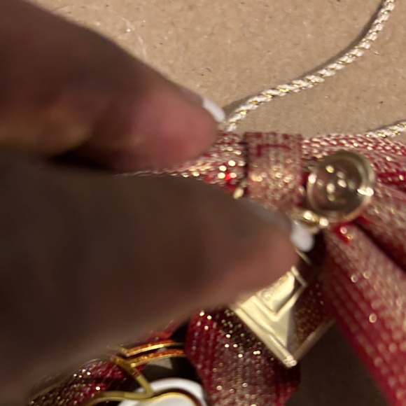 Chanel Red and Gold Ribbon with White Floral Accent - Picture 5 of 16